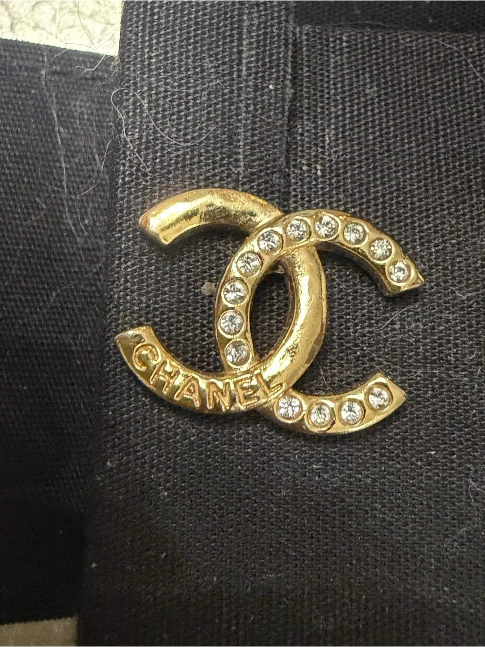 CHANEL CC CRYSTAL EARRINGS GOLD TONE AUTHENTIC W/ BOX & RECEIPT